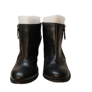 ALDO Booties Size 8.5 Black Full Side Zip Close Toe Open‎ Heel Back One Strap